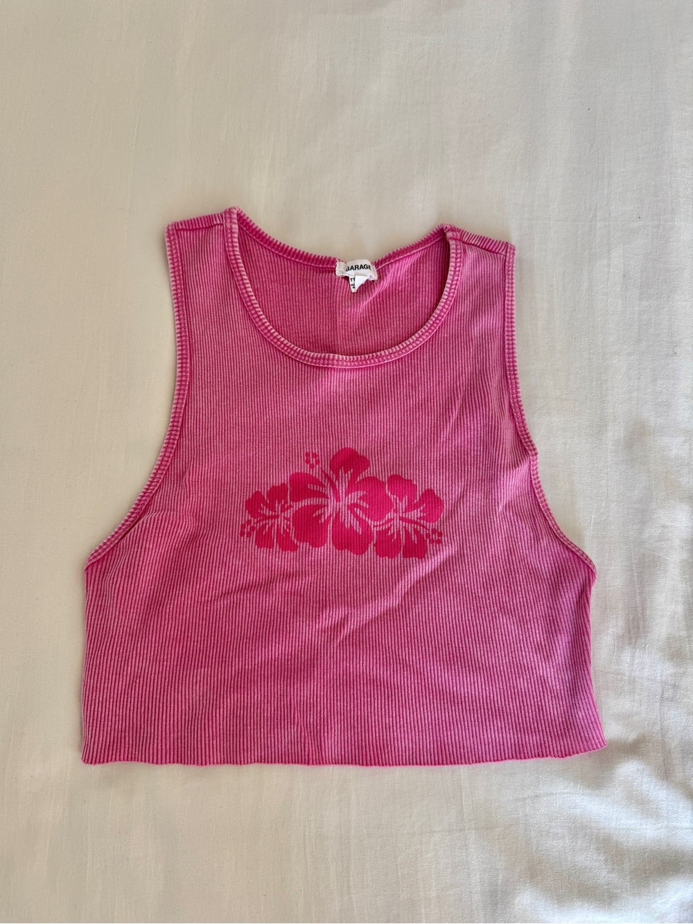 Pink Floral Crop Tank Top